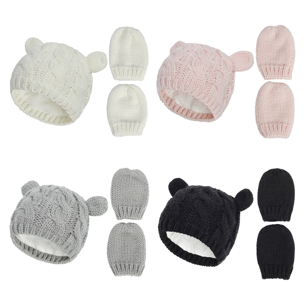 Winter Warm Knitted Hat & Gloves