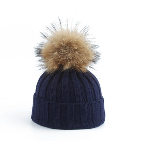 Big Fur Knitted Winter Hat