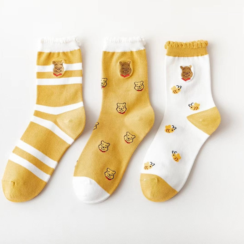 Disney Winnie The Pooh Cotton 3-pair Socks