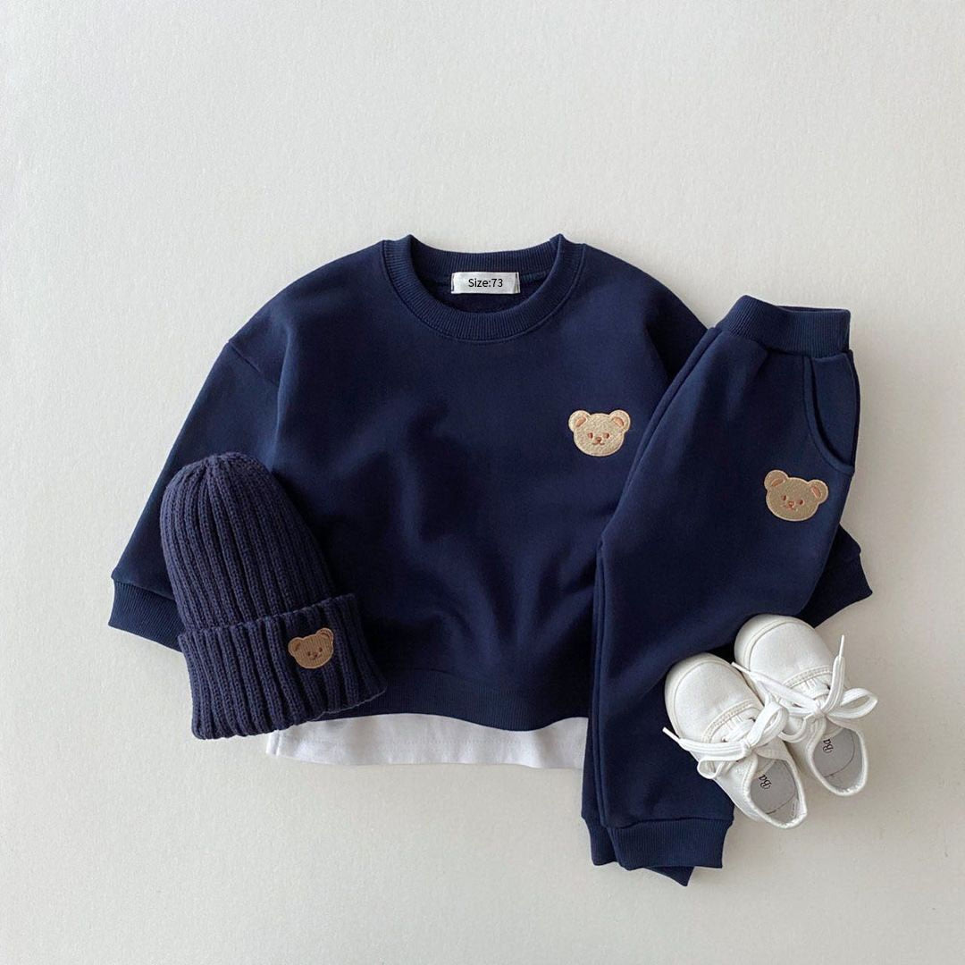 Fashion Baby Boys Girl Bear Sweatshirt + Pants