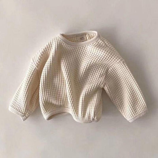 Boys Girls Cotton Waffle Sweater
